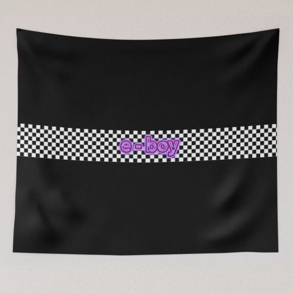 Item preview, e-boy checkered black and white aesthetic text purple glow aesthetic print black  designed and sold by Uniskull.