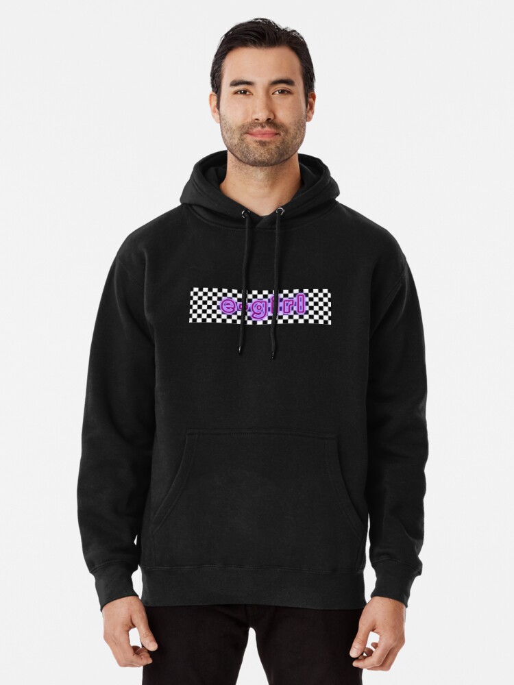 Black hoodie with purple writing deals