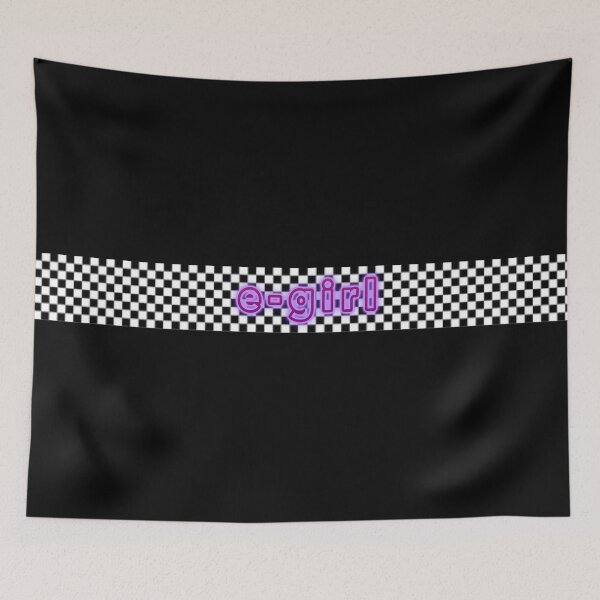 Item preview, e-girl checkered black and white aesthetic text purple glow aesthetic print black  designed and sold by Uniskull.