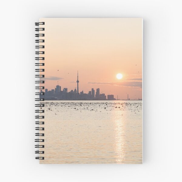 Item preview, Bird Flocks Sunup - Toronto Skyline with Thousands of Cormorants designed and sold by Georgia Mizuleva.