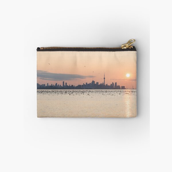 Item preview, Bird Flocks Sunup - Toronto Skyline with Thousands of Cormorants designed and sold by Georgia Mizuleva.