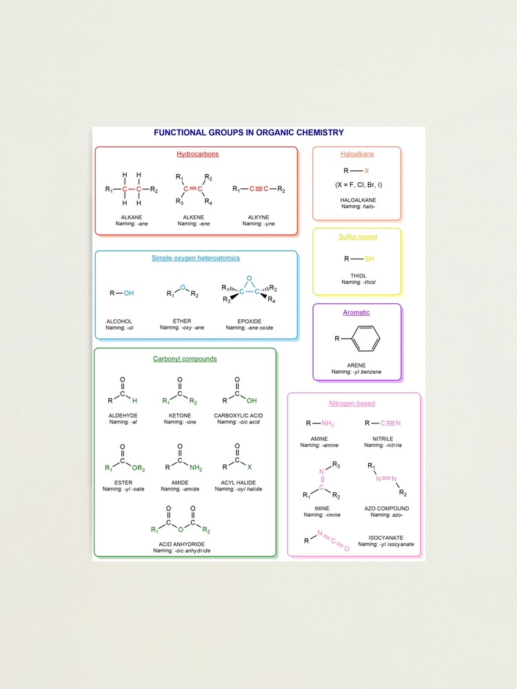 Alternate view of Functional groups in organic chemistry are structural features distinguish one organic molecule from another Photographic Print