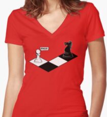 Knight Takes Pawn Women's Fitted V-Neck T-Shirt