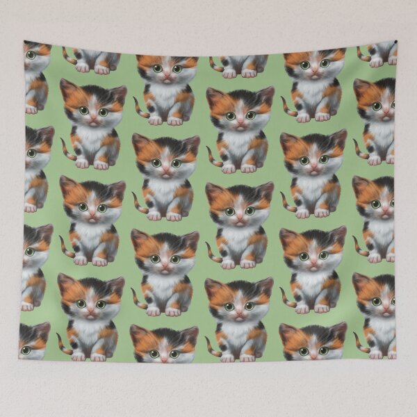 Item preview, Calico kitten on classic background designed and sold by Iker Paz Studio.