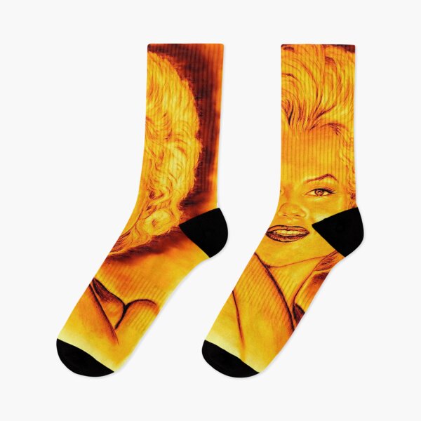 Item preview, Marilyn portrait drawing golden orange designed and sold by GittaG74.