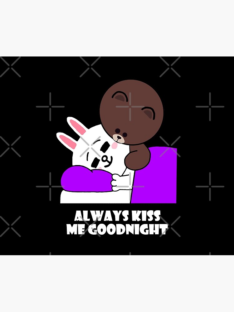 Cute brown bear cony bunny rabbit goodnight kiss by tommytbird