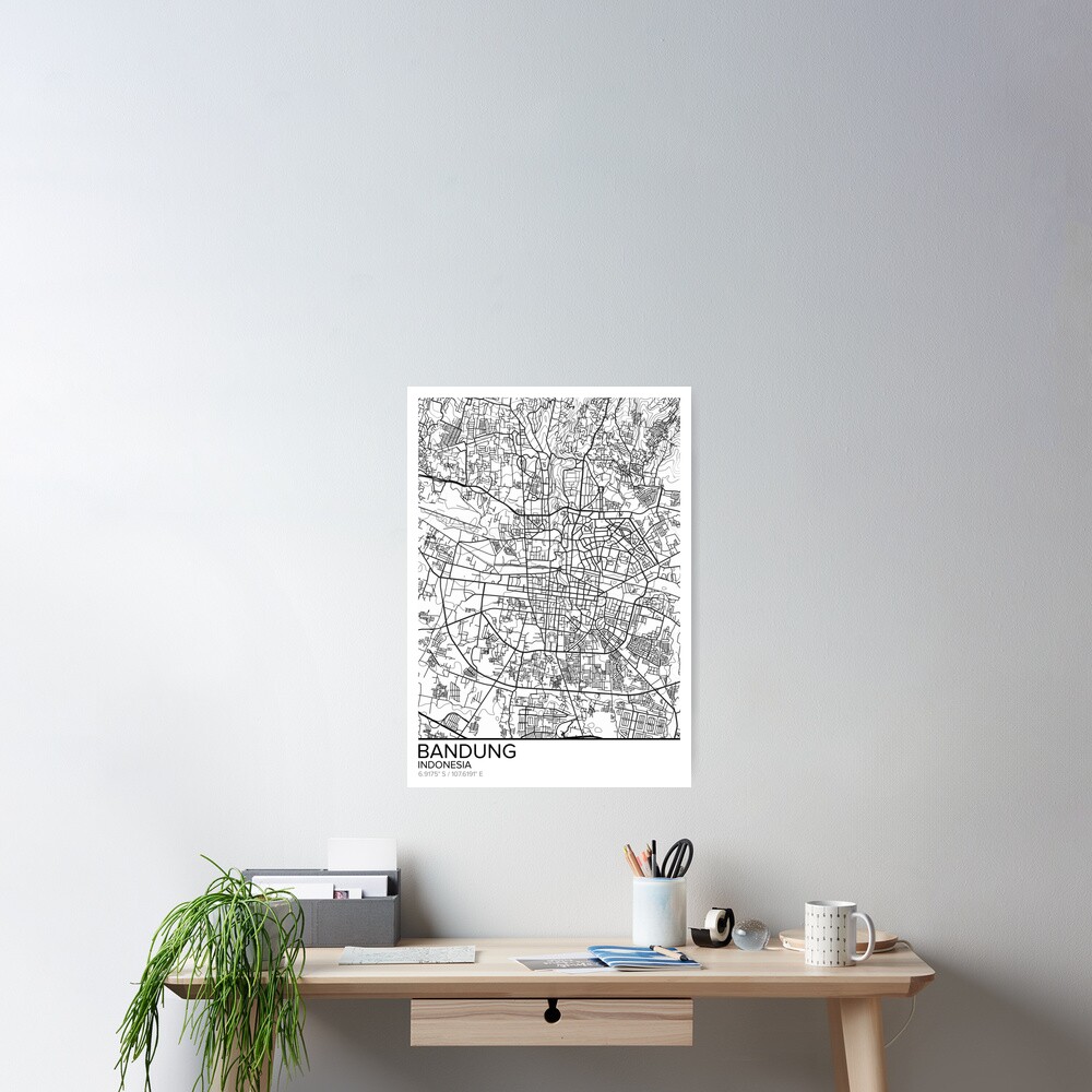 Bandung map poster print wall art, Indonesia gift printable, Home and  Nursery, Modern map decor for office, Map Art, Map Gifts  Poster