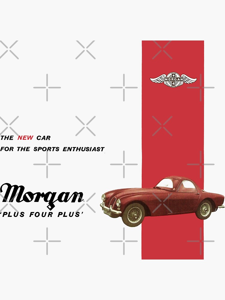 morgan-four-plus-four-sticker-by-throwbackmotors-redbubble