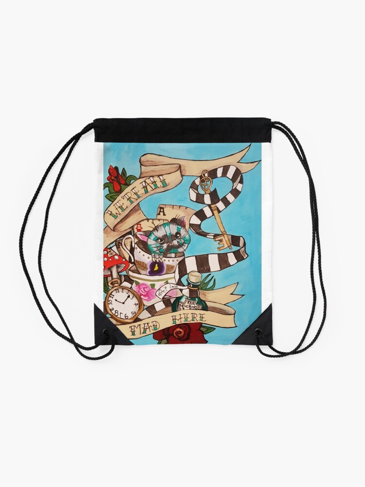 Alternate view of Were All Mad Here (Alice's Adventures in Wonderland) Drawstring Bag