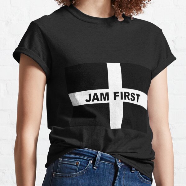 Cornwall Jam First - Kernow Saint Piran's Cornish Flag T-Shirt, Poster, Mask, Sticker, Print etc Classic T-Shirt