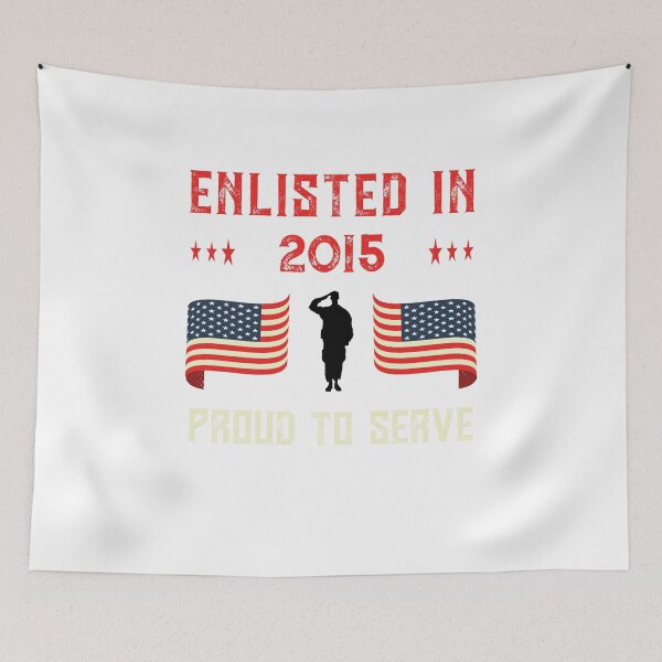 Item preview, Enlisted 2015 Military Proud Active Duty Quote American Flag Premium design designed and sold by CreatedByHeidi.