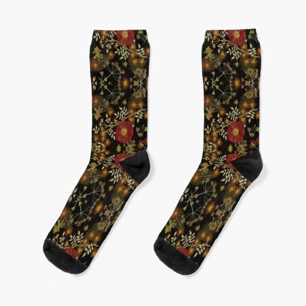 DarkFloral Red Rose Garden Socks