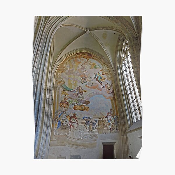 Mural, St Barbara's cathedral, Kutna Hora, Czech Republic Poster