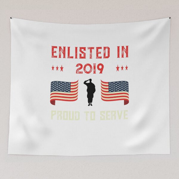 Item preview, Enlisted 2019 Military Proud Active Duty Quote American Flag design designed and sold by CreatedByHeidi.