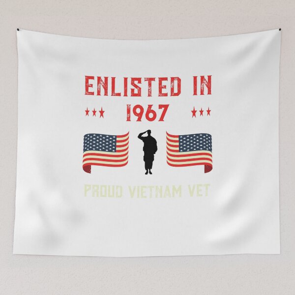 Item preview, Vietnam Veteran Enlisted 1967 Quote War Proud American Flag design designed and sold by CreatedByHeidi.