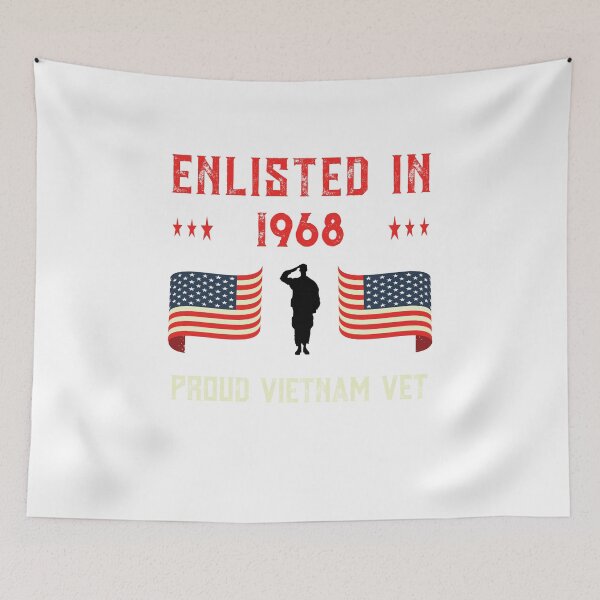 Item preview, Vietnam Veteran Enlisted 1968 Quote War Proud American Flag design designed and sold by CreatedByHeidi.