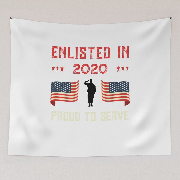 Item preview, Enlisted 2020 Military Proud Active Duty Quote American Flag Premium design designed and sold by CreatedByHeidi.
