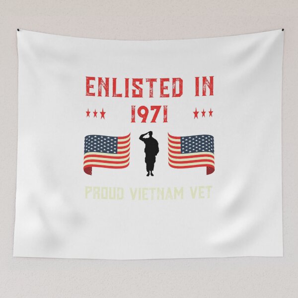 Item preview, Vietnam Veteran Enlisted 1971 Quote War Proud American Flag design designed and sold by CreatedByHeidi.