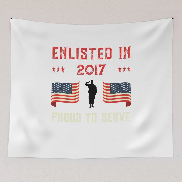 Item preview, Enlisted 2017 Military Proud Active Duty Quote American Flag Premium design designed and sold by CreatedByHeidi.