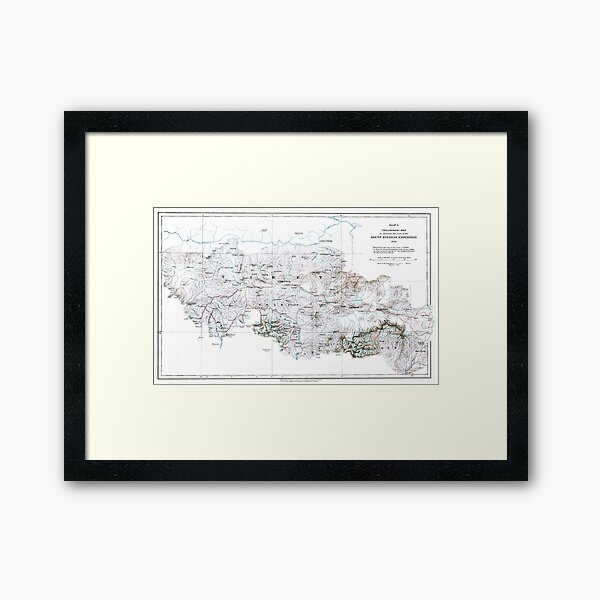 Vintage Preliminary Map of Mount Everest Expedition 1921 Framed Art Print