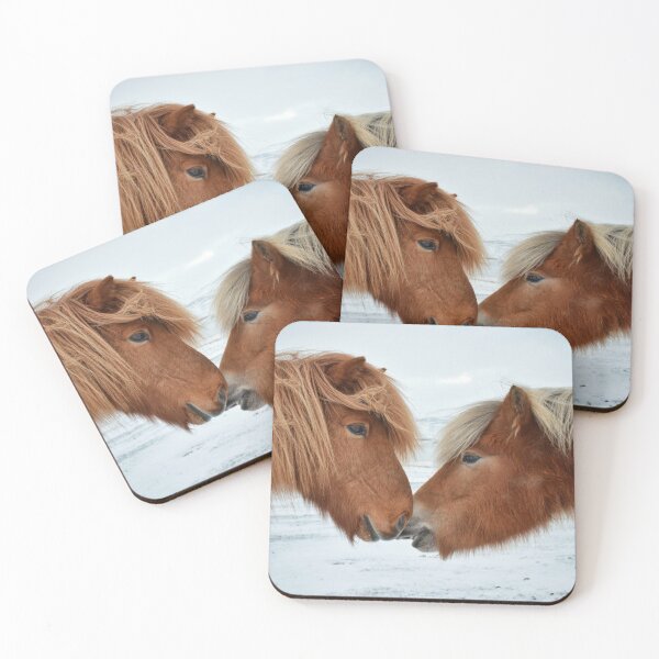 Item preview, Icelandic horses greeting each other designed and sold by elisainiceland.