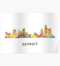Detroit Michigan Skyline WB1 Poster
