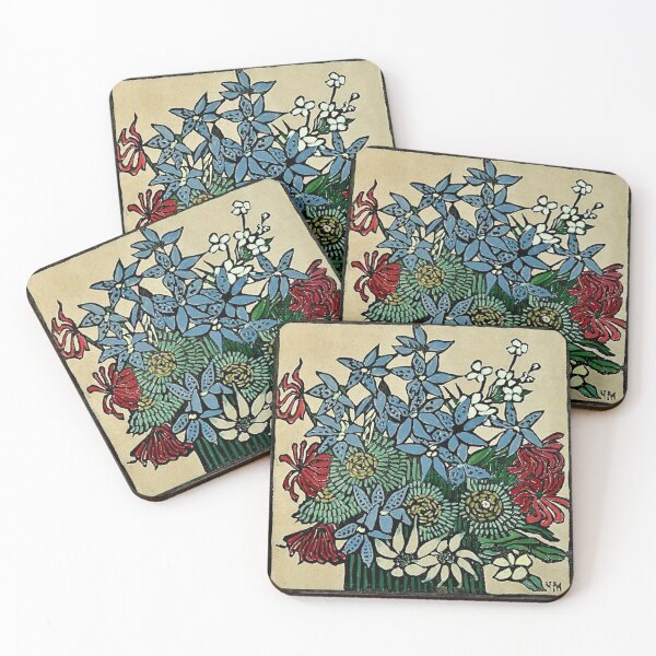 “Blue Orchids” by Margaret Preston Coasters (Set of 4)