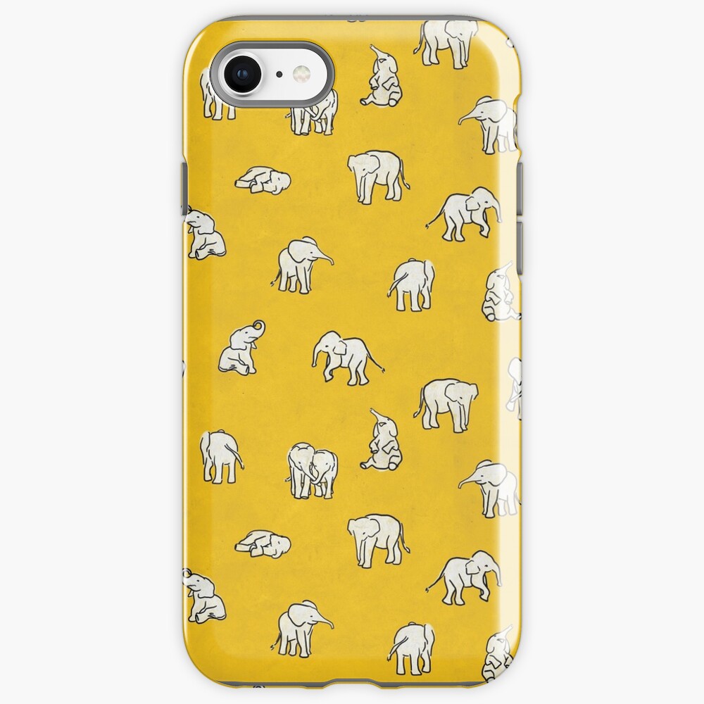 Indian Baby Elephants Yellow Pattern iPhone Case & Cover