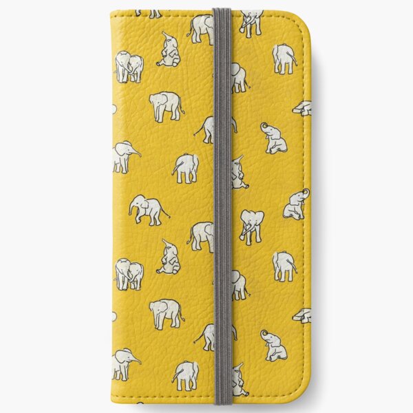 Indian Baby Elephants Yellow Pattern iPhone Wallet
