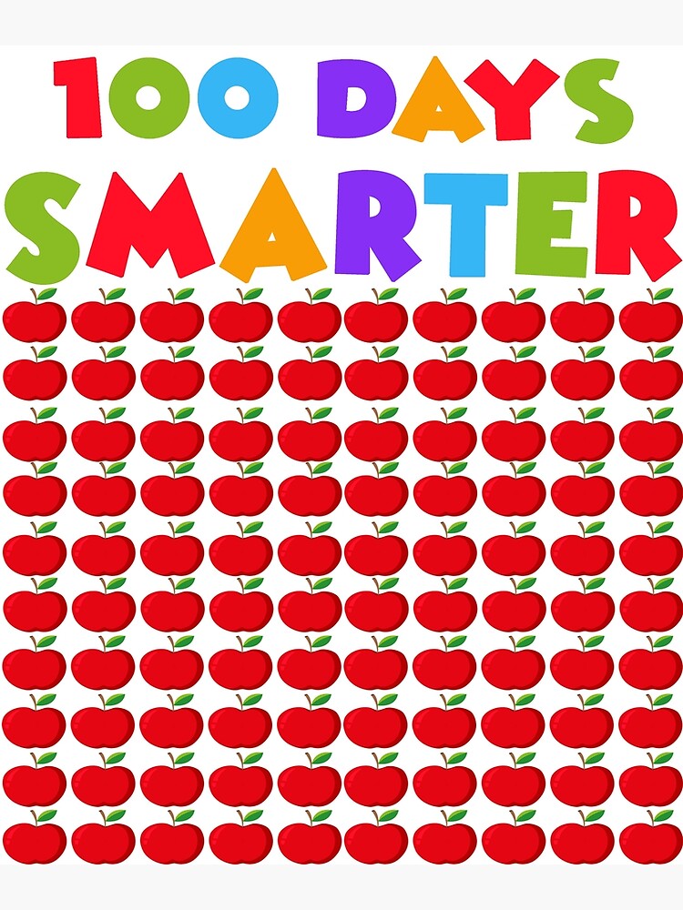 "100 Days Smarter 100th Day of School 100 Apples School Gift" Poster