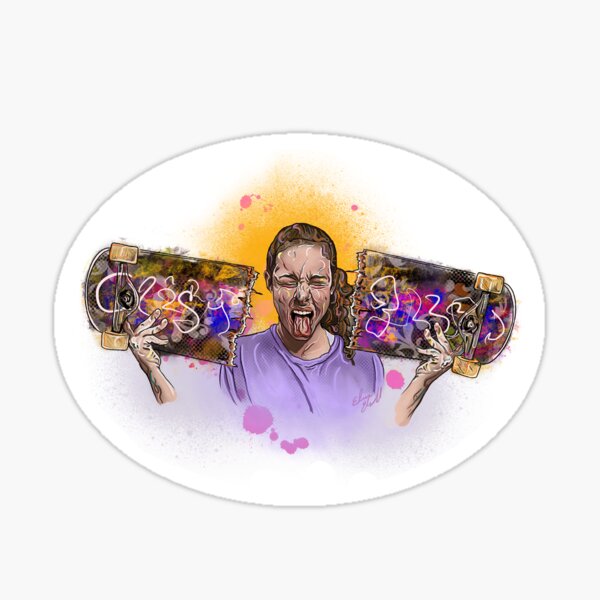 Broken Skateboard Girl Sticker Sticker