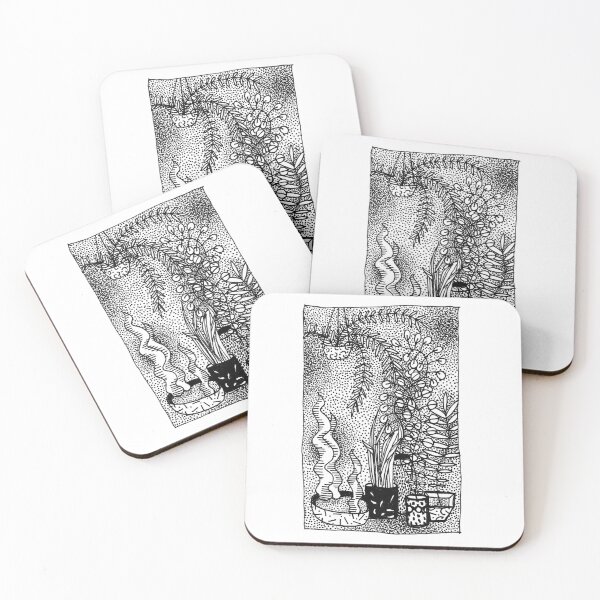 Item preview, Ingarden - Black and White Pointillism Nanquim Ink Plants Memphis 80's Inspired Drawing designed and sold by Plastic Memory Archive.
