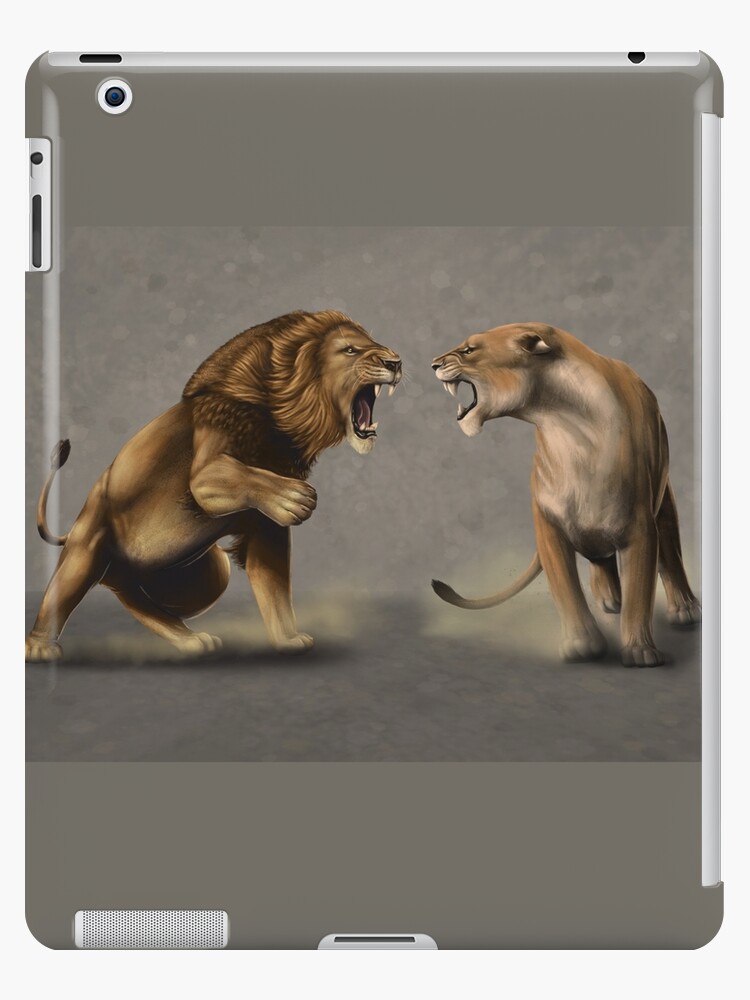 Funda y vinilo para iPad «Lucha de leones y leonas» de TessaGeniets |  Redbubble