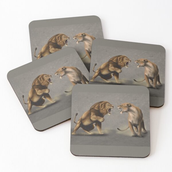 Item preview, Lion and lioness fighting designed and sold by TessaGeniets.