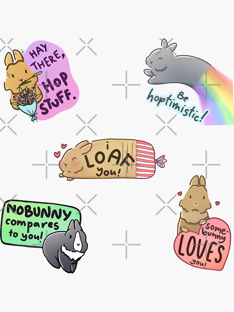 Punny Bunny Quotes Sticker Set Positive by brushesnbunnies Sticker