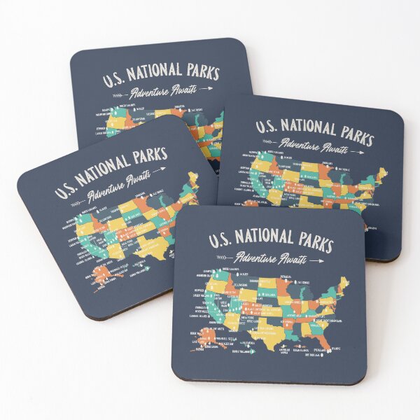 Item preview, U.S National Parks Map - Adventure Awaits designed and sold by Si Li.