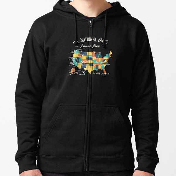 U.S National Parks Map - Adventure Awaits Zipped Hoodie