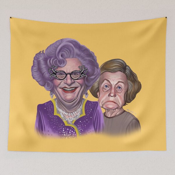 Item preview, Dame Edna Everage and her constant traveling companion (and bridesmaid) Madge Allsop by James Brennan designed and sold by dameednaeverage.
