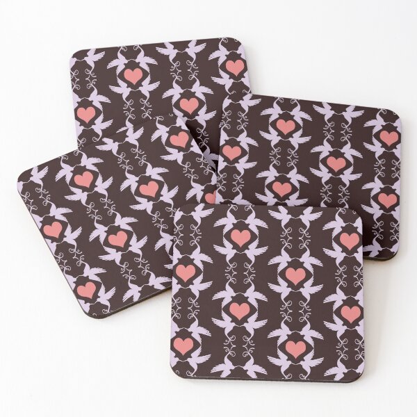 Aperçu de l'œuvre Motif coeur de colibri noir, gris et rose créée et vendue par redjaygraphics.