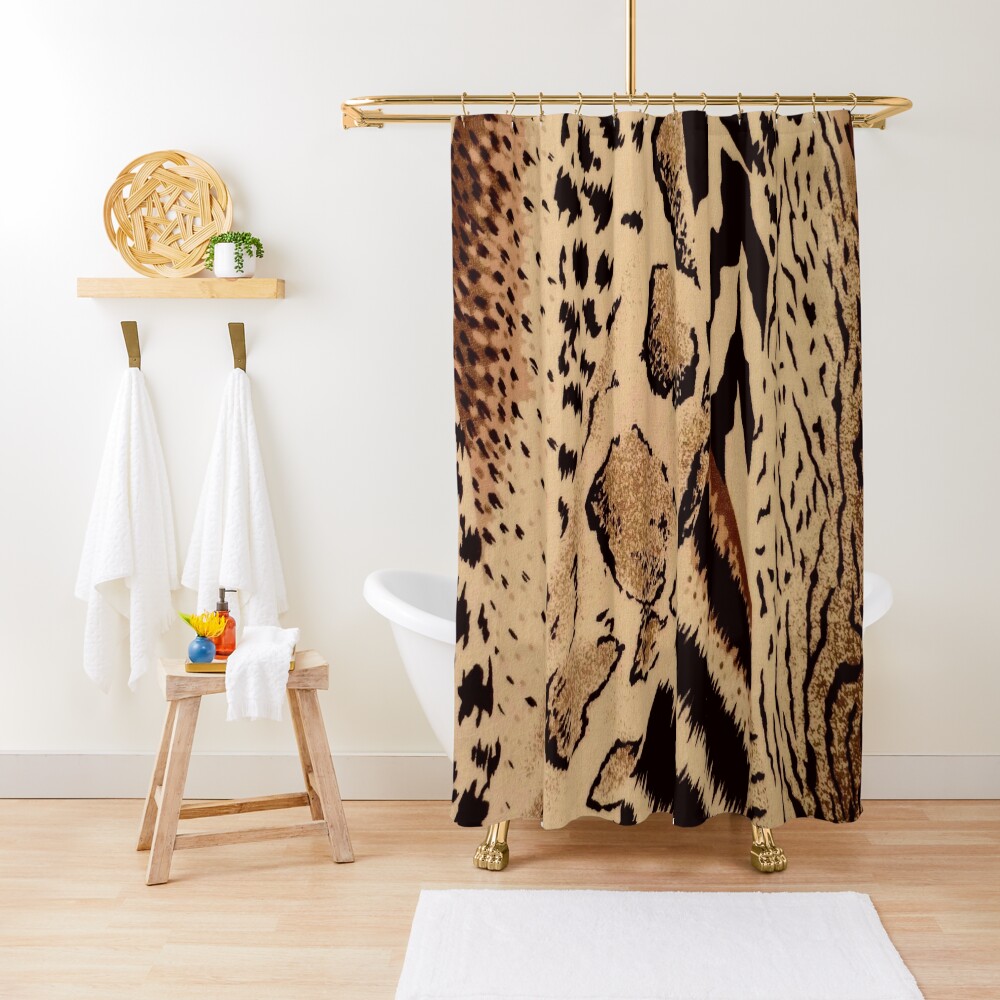 "brown black tan cheetah leopard safari animal print" Shower Curtain