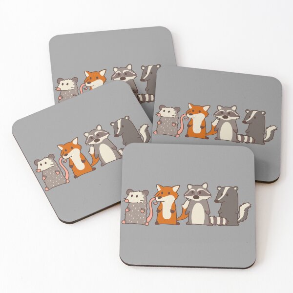 Item preview, opossum, fox, raccoon and skunk woodland friends designed and sold by Claudia McQuilkin.