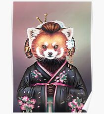Kimono panda rouge Poster