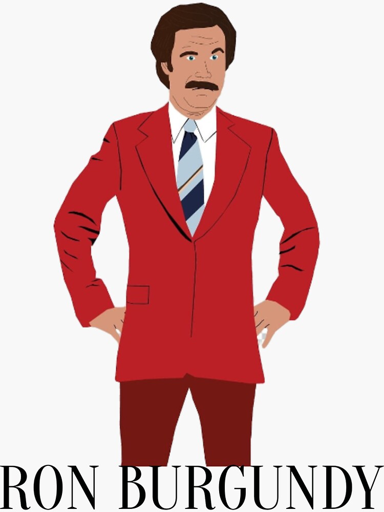 "RON BURGUNDY" Sticker by simpleartkid100 | Redbubble