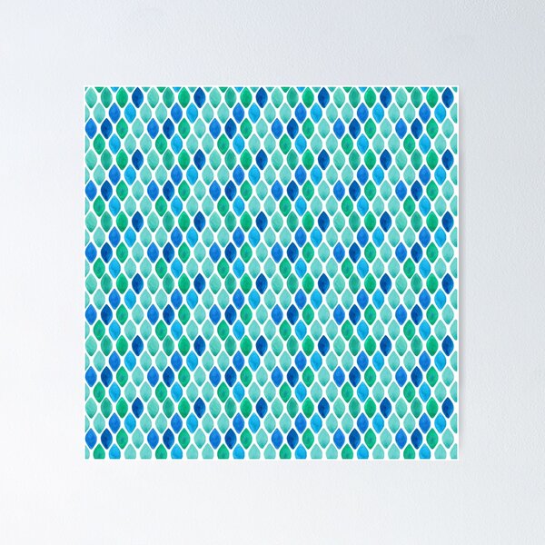 Item preview, Watercolour blue, cyan and green rhombuses pattern designed and sold by maryannacher.