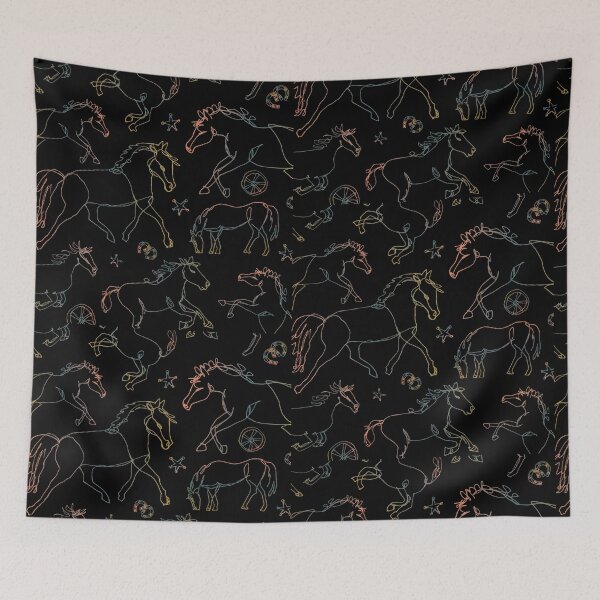 Item preview, Horses, Gesture Drawings in Rainbow on Black (Neon-ish) designed and sold by KShedenhelm.