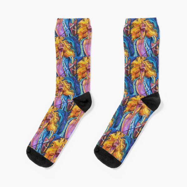 Robert Plant Wild Hair Portrait Socks