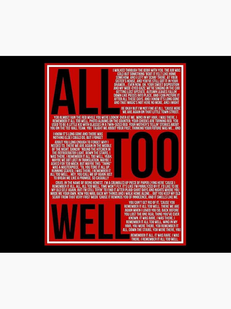 Discover Taylor, all too well, all lyrics Throw Blanket