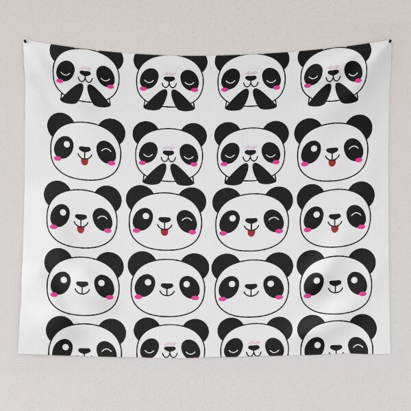 Item preview, seamless pattern with cute pandas faces designed and sold by Babmk.