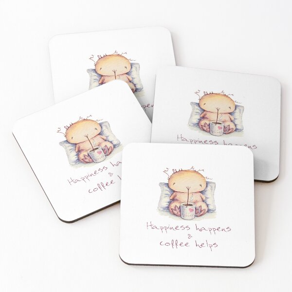 Item preview, Kwii, coffee & happiness for light background designed and sold by IraPanyukova.