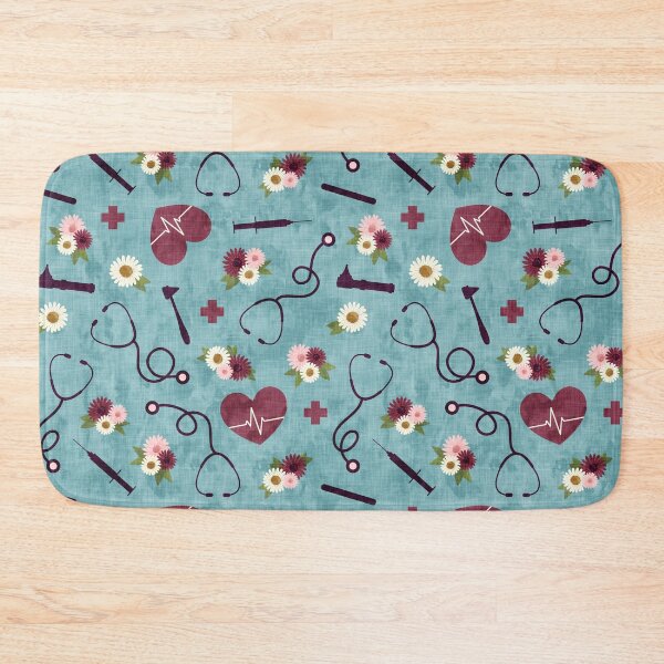 Item preview, Floral Nursing - blue - Stethoscopes, heart beat, Otoscope designed and sold by littlearrow.